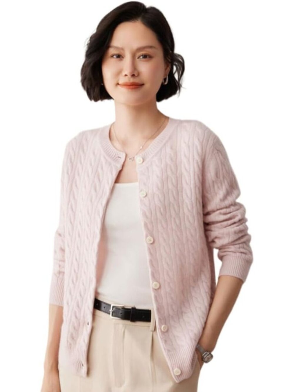 Cozy Cashmere Merino Wool Blend Long Sleeve Sweater Cardigan for Fall/Winter